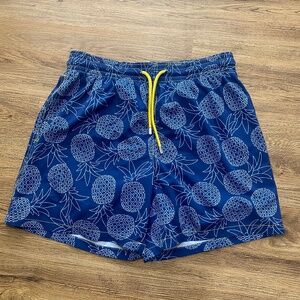 Capelle Miami Men's Pineapple Print Swim Shorts - Navy Blue - Compression Lining